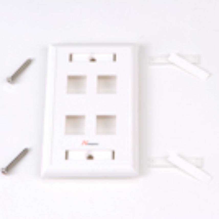 US style Wallplate 4 Keystone Single Gang White