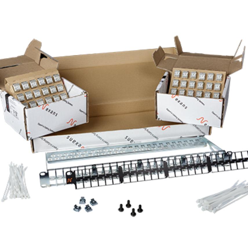 Patch Panel 48 EVO 1U Black Kit with 48 Cat 6A Connectors
